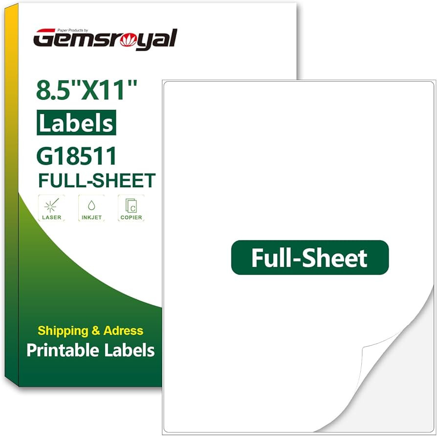 Printable Full Sheet Labels,8.5"×11",40 Sheets,Big Labels,Full Sheet Sticker Paper 8.5×11 for L... | Amazon (US)