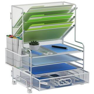 Silver 13 in. x 17 in. Desktop File Organizers Paper Tray for Office Accessories School Classroom Organization | The Home Depot