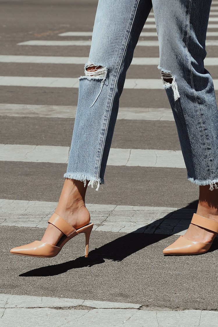 Faire Tan Pointed-Toe Mules | Lulus