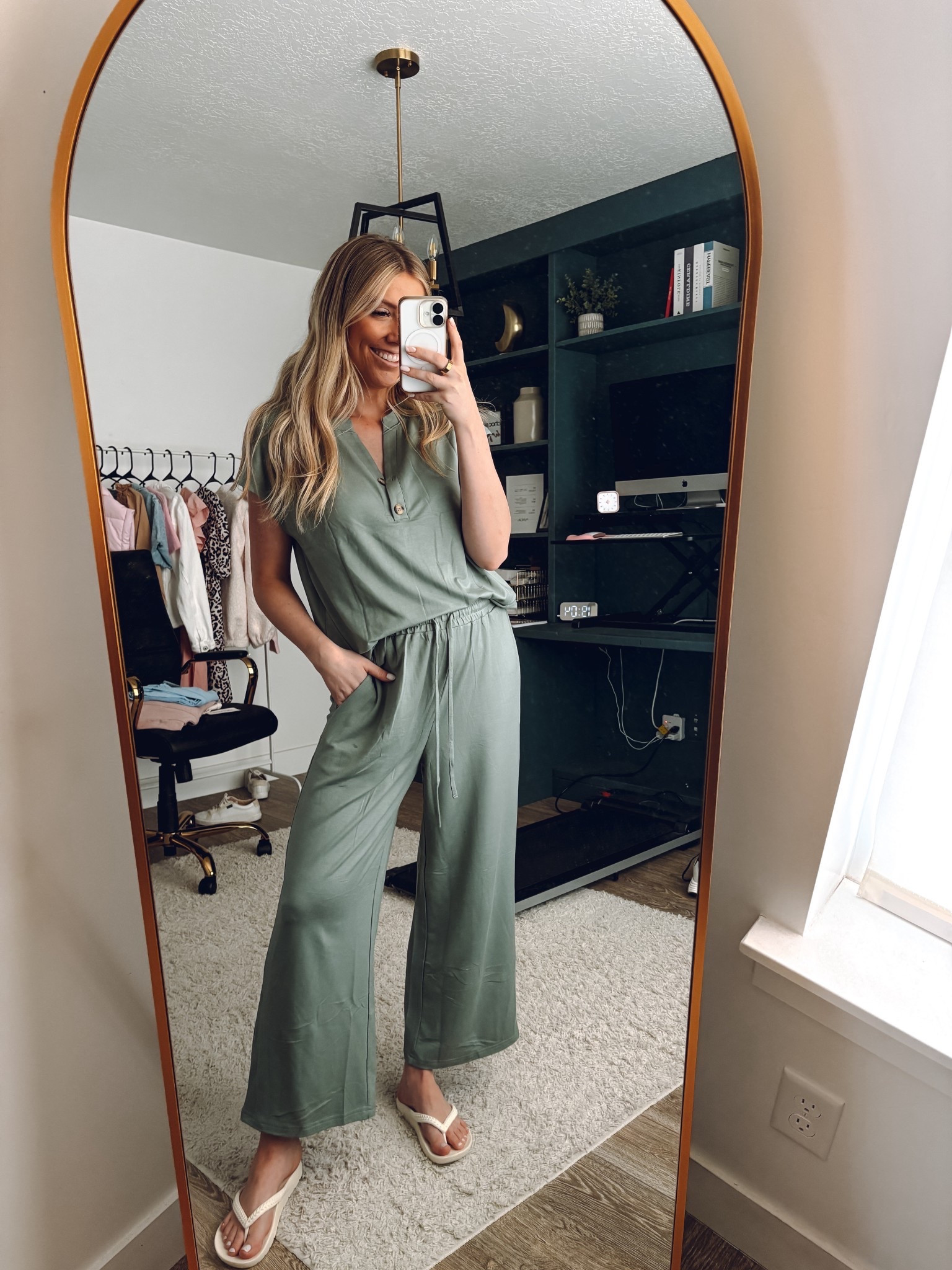 Nursing friendly postpartum outfit!
Lounge set is soft and comfy with a drawstring waist and pockets + working buttons up top! 
I sized up to an L!

| postpartum | lounge set | nursing friendly 

#LTKBaby #LTKmomlife #LTKootd