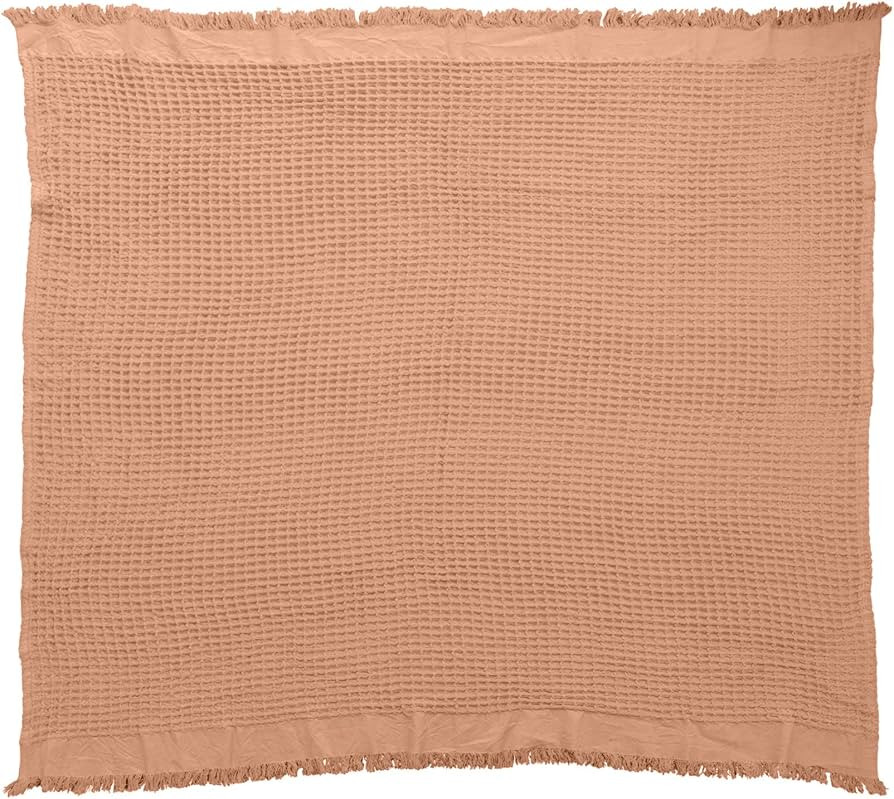 Creative Co-Op Cotton Waffle Weave Blanket with Fringe, Putty Throws, 60" L x 50" W x 0" H, Natur... | Amazon (US)