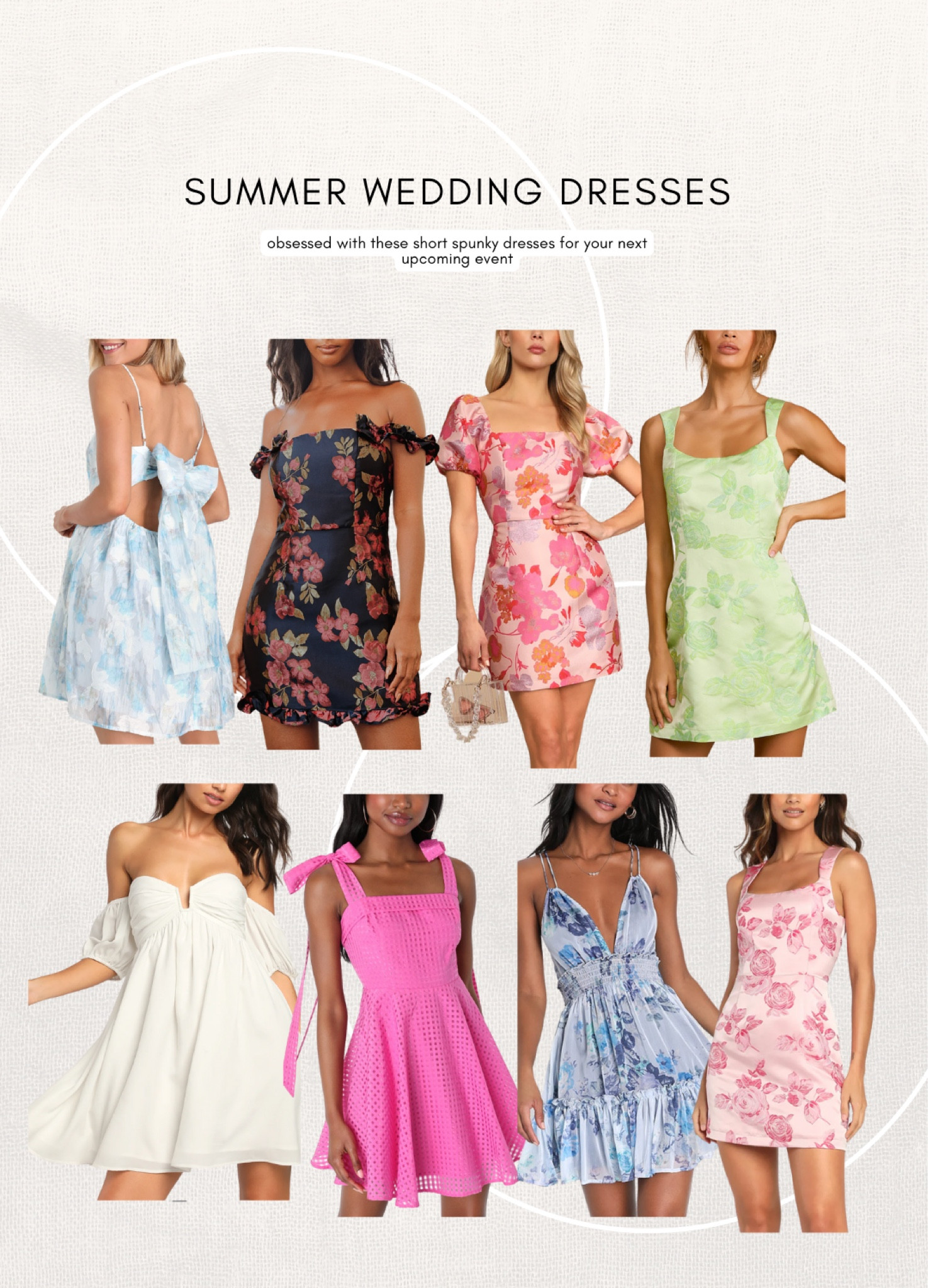 Cute short summer wedding guest dresses from lulus under $100 - perfect for an outdoor wedding! 

#LTKSeasonal #LTKFind #LTKwedding