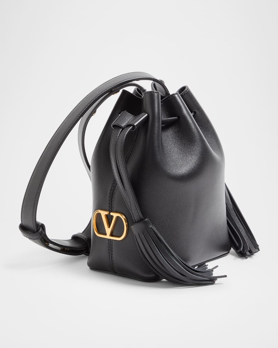 Valentino Garavani Small Leather Drawstring Bucket Bag | Neiman Marcus