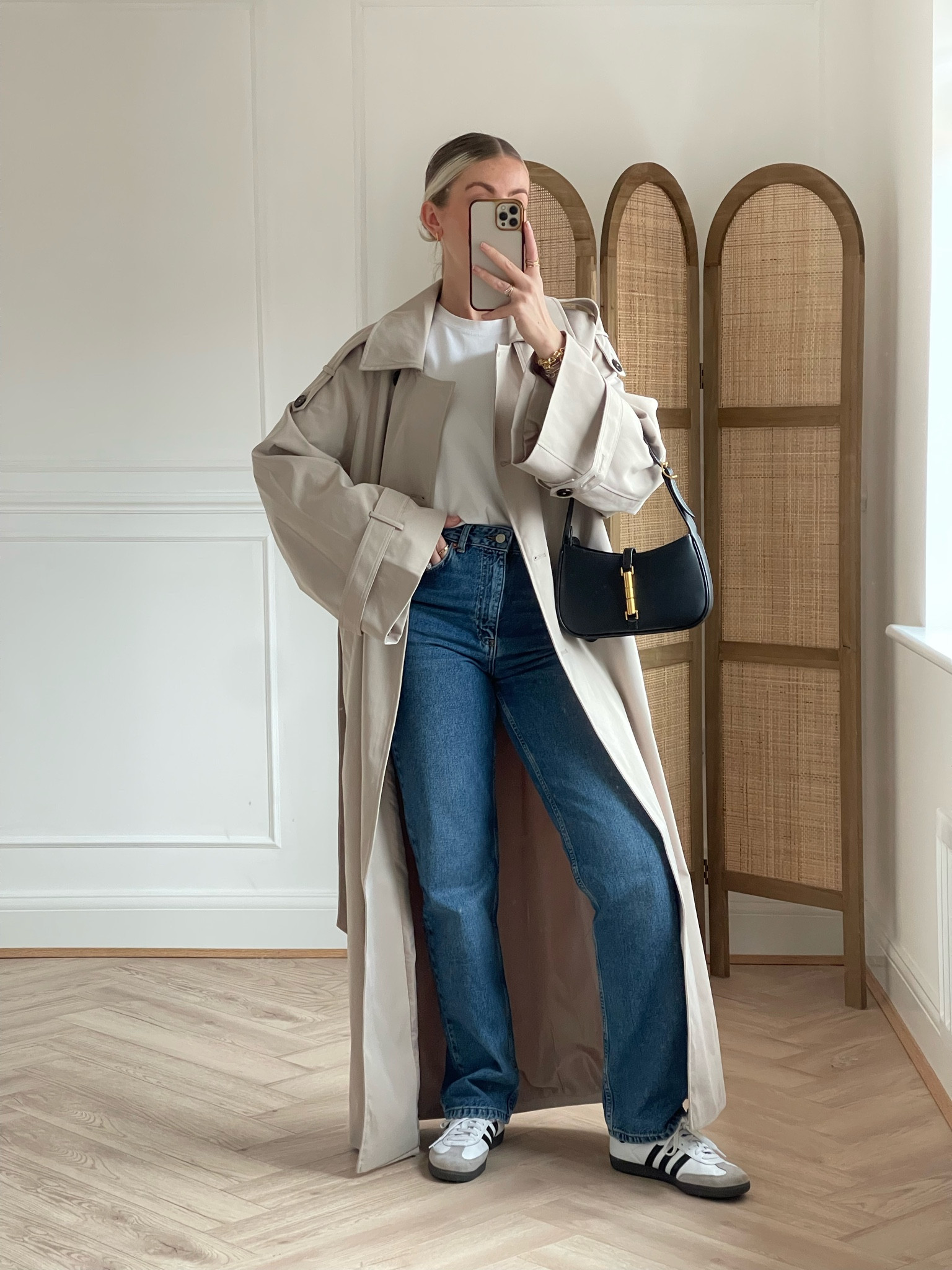 Adidas samba outfit: DAY FOUR 

Trench coat, blue jeans, straight fit jeans, adidas samba, black bag, white T-shirt 

#LTKxadidas 

#LTKshoecrush #LTKstyletip