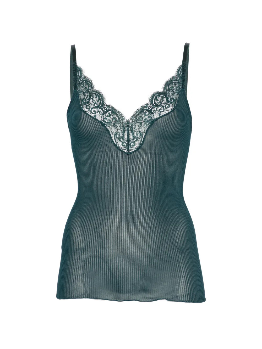Saint Laurent lace-trim ribbed camisole top - Neutrals | Farfetch Global