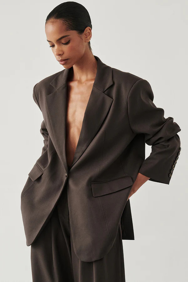 EDEN BITTER CHOC BOXY BLAZER | DISSH