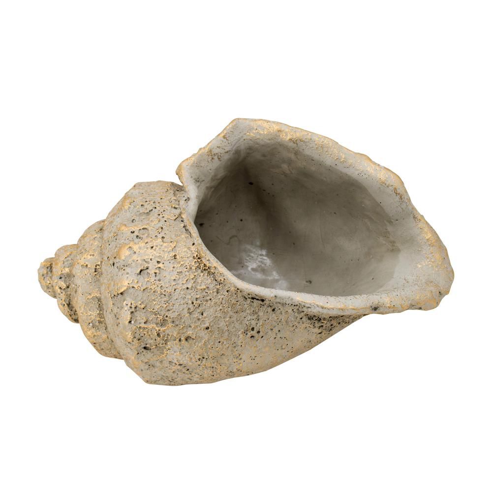 A & B Home 10 in. Concrete Realistic Conch Seashell Planter, Gold | The Home Depot