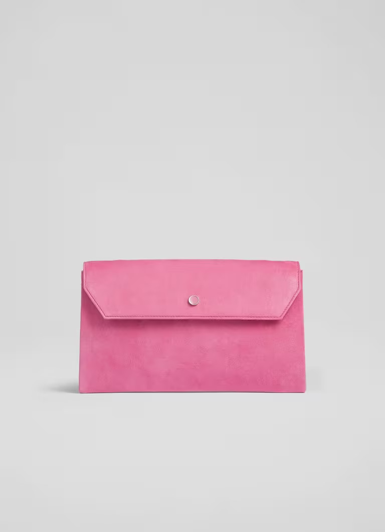 Dora Pink Suede Envelope Clutch | L.K. Bennett (UK)