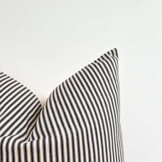 The Daisy L Cream and Black Stripe Pillow L Striped Throw - Etsy Canada | Etsy (CAD)