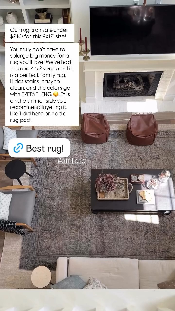 Our rug is on sale for Amazons Big Spring Sale under $210 for this 9x12’ size! 

You truly don’t have to splurge big money for a rug you’ll love! We’ve had this one 4 1/2 years and it is a perfect family rug. Hides stains, easy to clean, and the colors go with EVERYTHING ☺️. It is on the thinner side so I recommend layering it like I did here or add a rug pad.  

#LTKSaleAlert #LTKHome