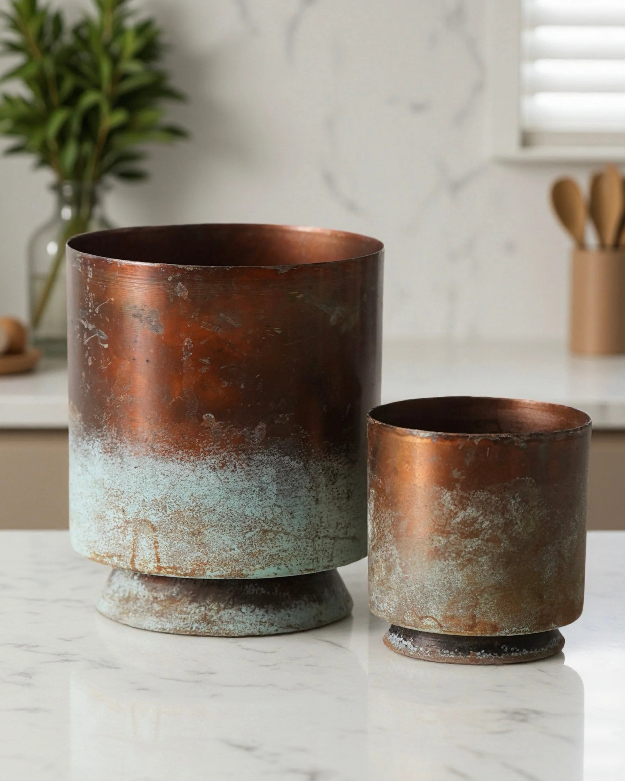 Copper Patina Planter Set | MJHome