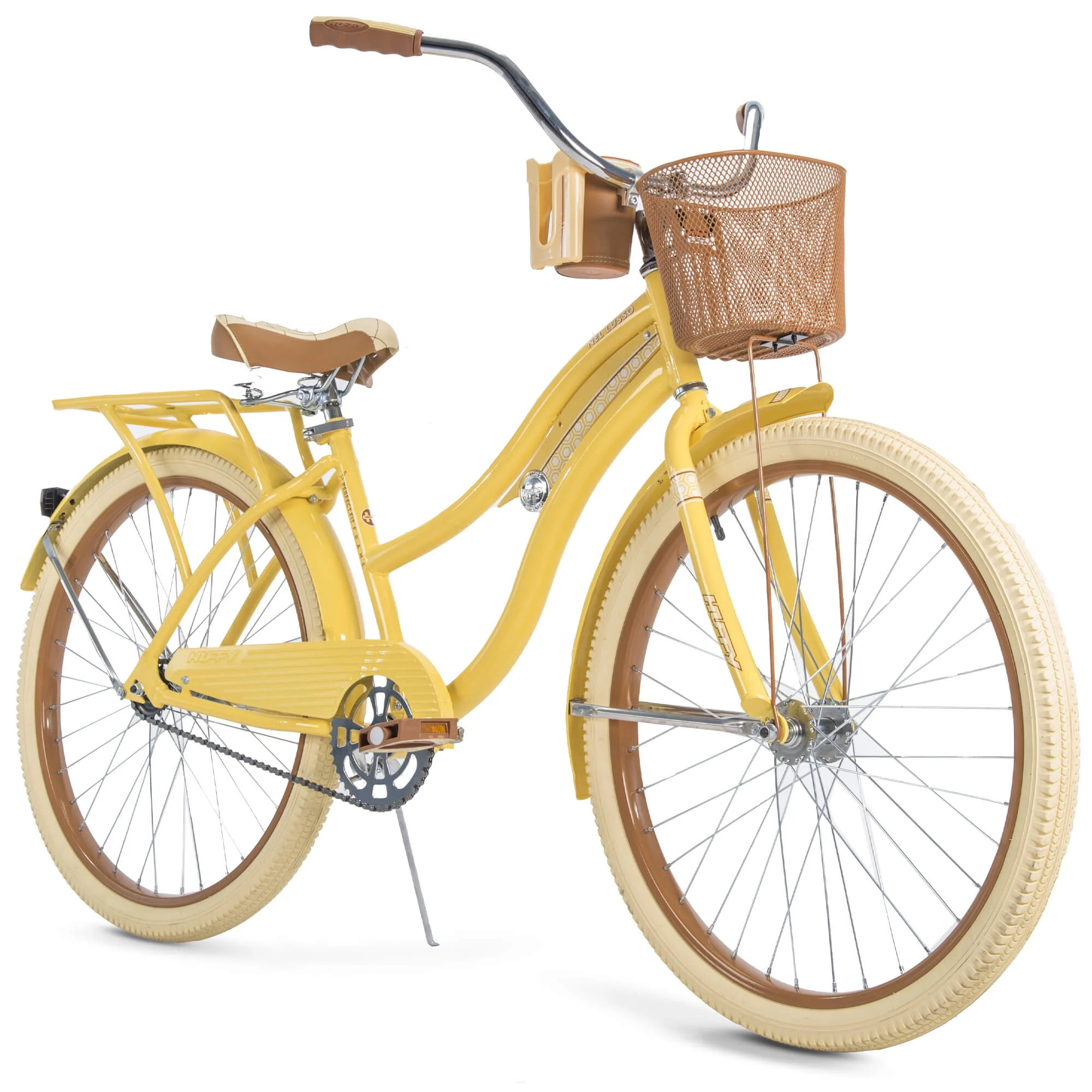 Huffy Nel Lusso Classic Cruiser Bike with Perfect Fit Frame, Women's, Yellow, 26" | Walmart (US)