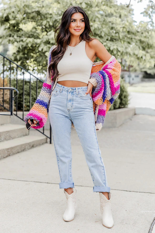 Forgot You Existed Pink Multi Striped Cardigan | Pink Lily