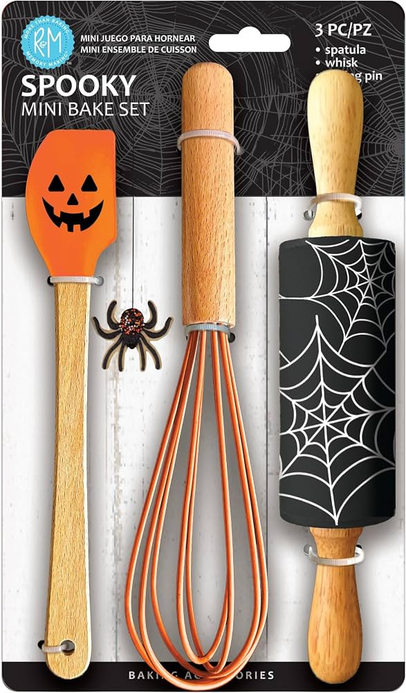 R&M Spooky Halloween 3 Piece Mini Bake Set \u2013 Spatula, Whisk & Rolling Pin \u2013Halloween Ba... | Amazon (US)