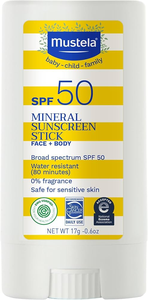 Mustela Baby Mineral Sunscreen Stick SPF 50 Broad Spectrum - Face & Body Sun Stick with 70% Organ... | Amazon (US)