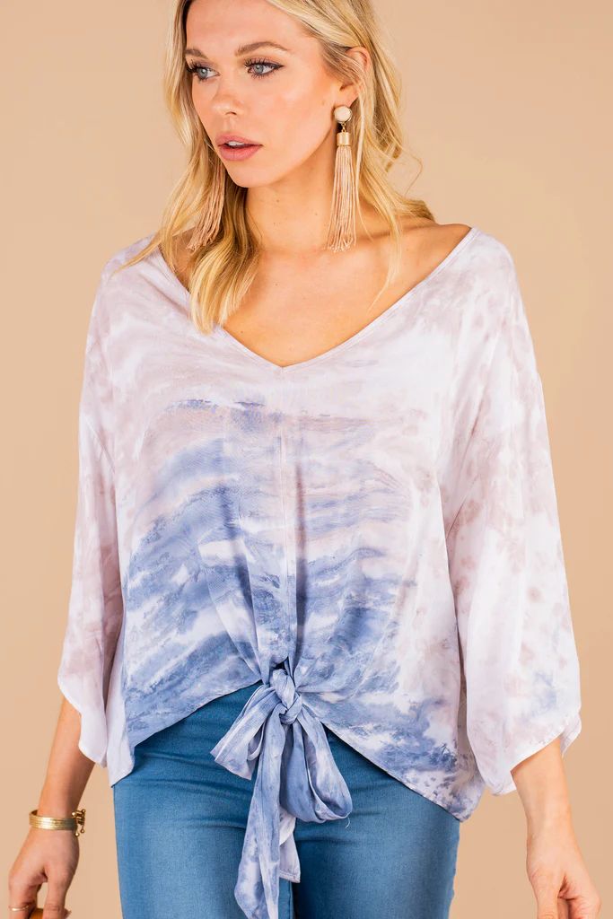 Wild And Free Top, Taupe-Blue | The Mint Julep Boutique