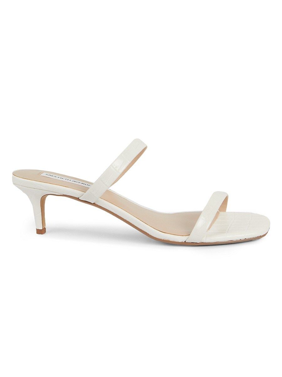 Saks Fifth Avenue Women's Natalia Leather Kitten-Heel Slide Sandals - Sand White - Size 9 | Saks Fifth Avenue OFF 5TH