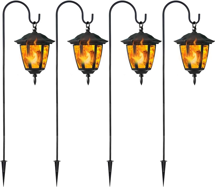 Dynaming 4 Pack Solar Flame Hanging Lights Outdoor, Halloween Solar Flickering Flame LED Garden L... | Amazon (US)