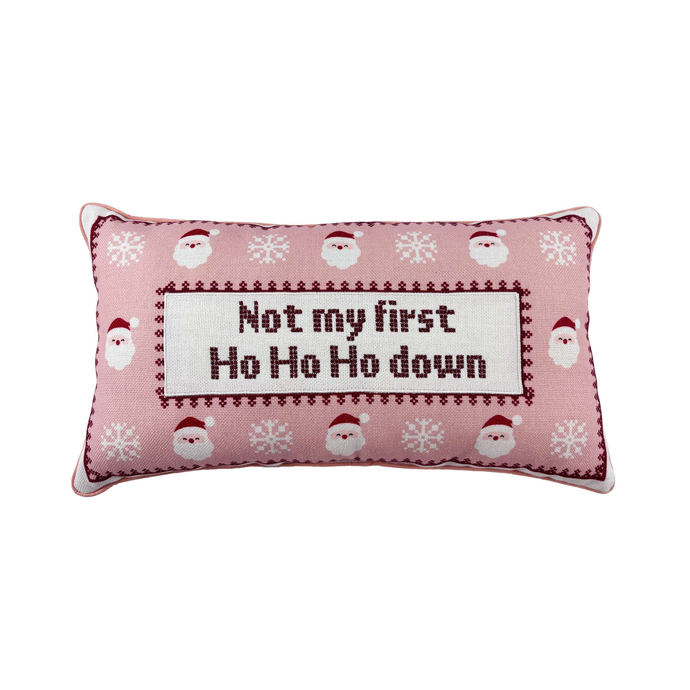 Not My First Ho Ho Ho Down Decorative Christmas Lumbar Pillow, Pink and Red, 18" x 10", by Holida... | Walmart (US)