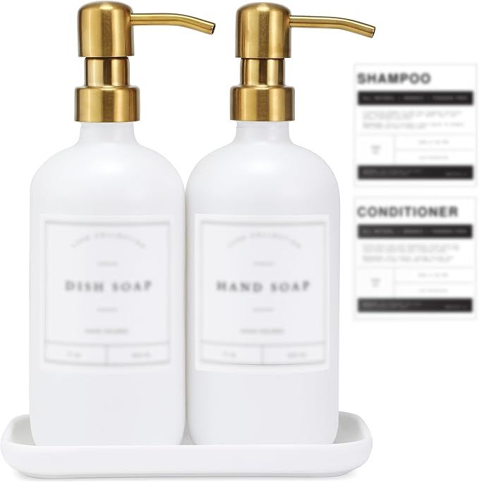Liquid Hand Soap Dispenser for Bathroom, 2 Pack Dish Soap Dispenser for Kitchen Sink, Modern Kitc... | Amazon (US)