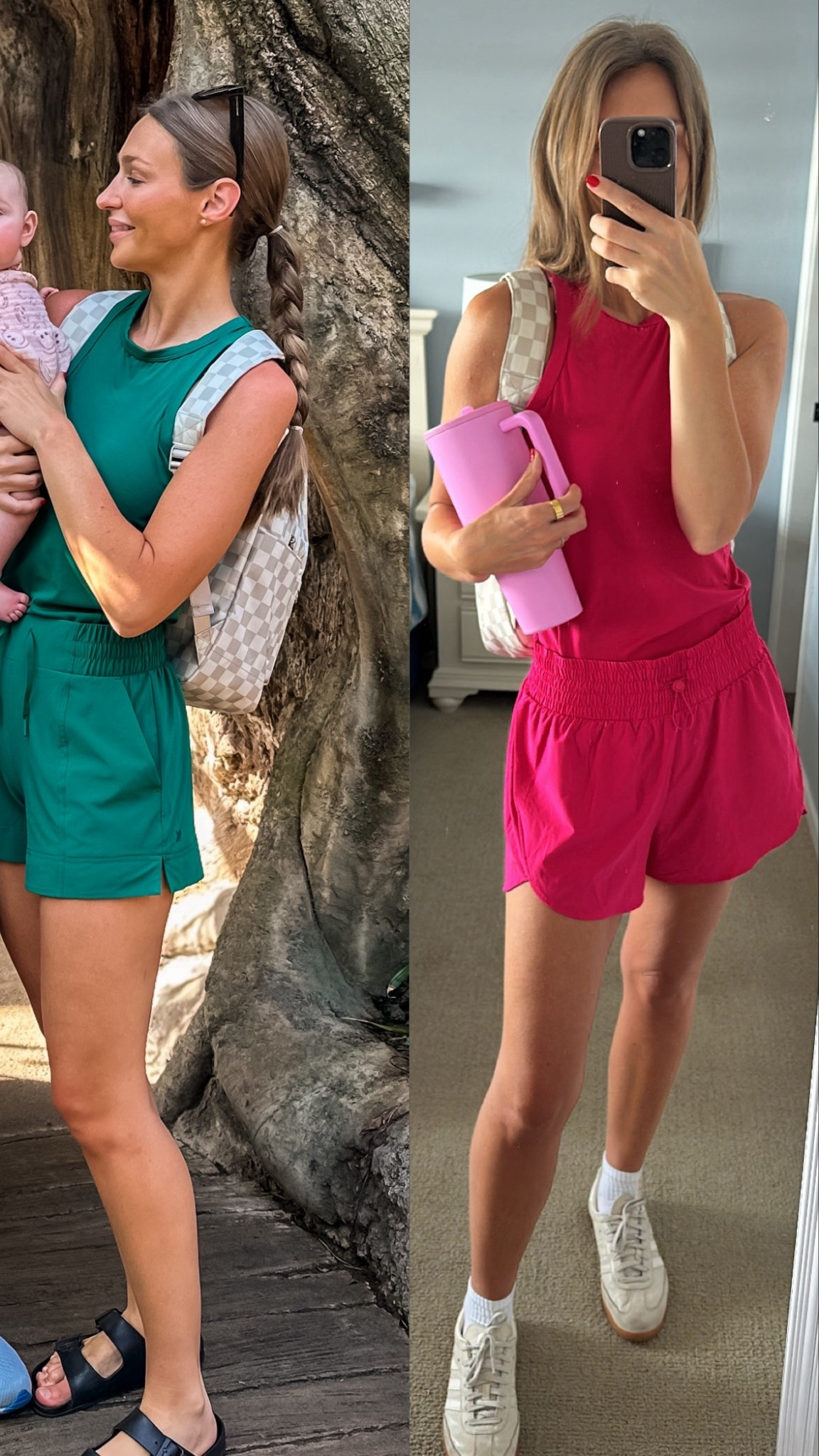 Making sets daily. 😜 // tops: medium / green bottoms: small / pink bottoms: medium / sandals: tts, I’m a women’s 10 and get 41 / sneakers: tts 

#LTKActive #LTKStyleTip #LTKSaleAlert