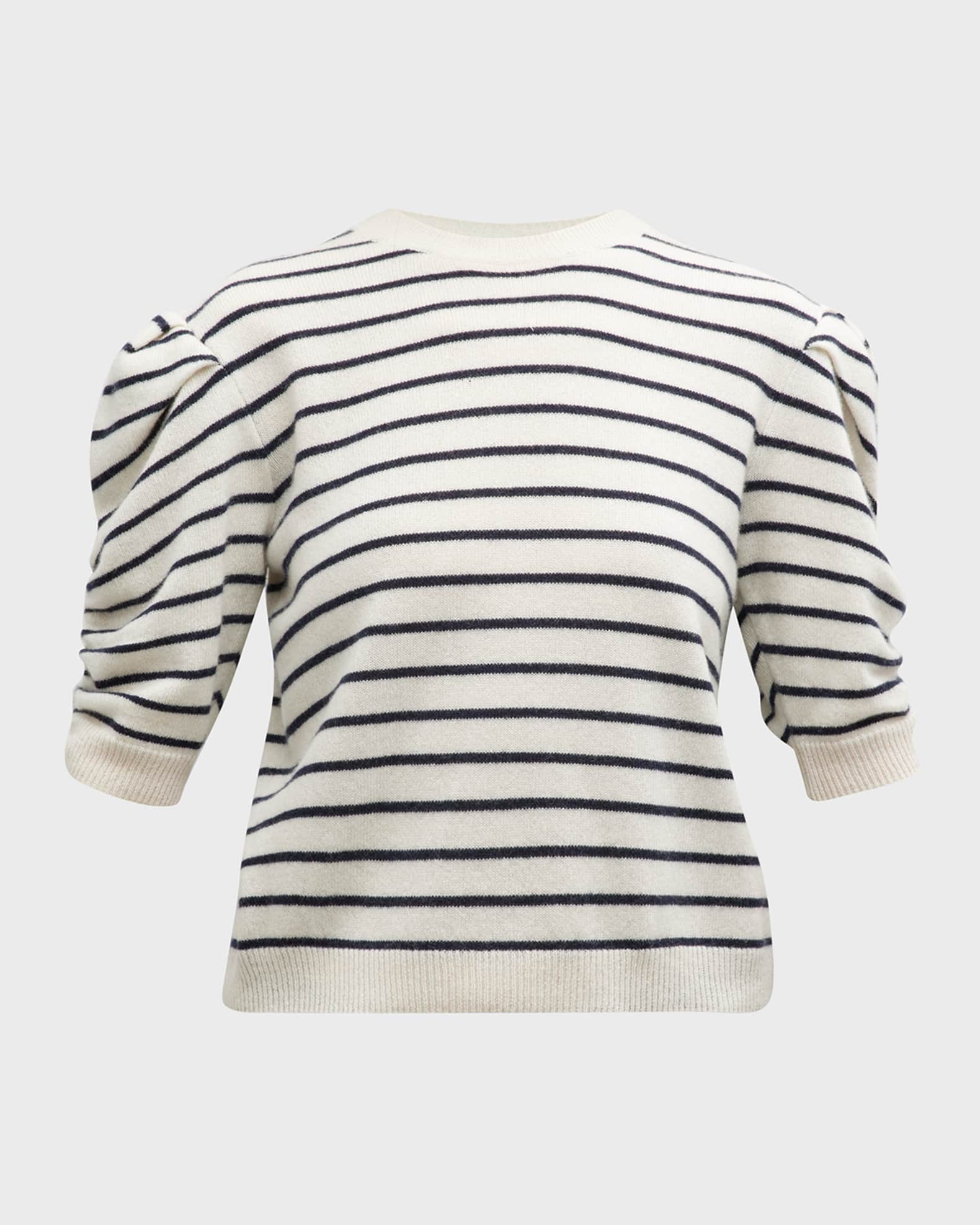 Stripe Ruched Sleeve Sweater | Neiman Marcus