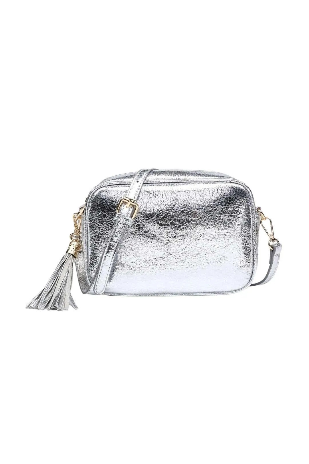 Metallic Shade Camera Crossbody Bag With Tassel Charm | Boohoo.com (UK & IE)