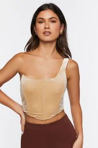 Velvet One-Shoulder Crop Top | Forever 21 (US)
