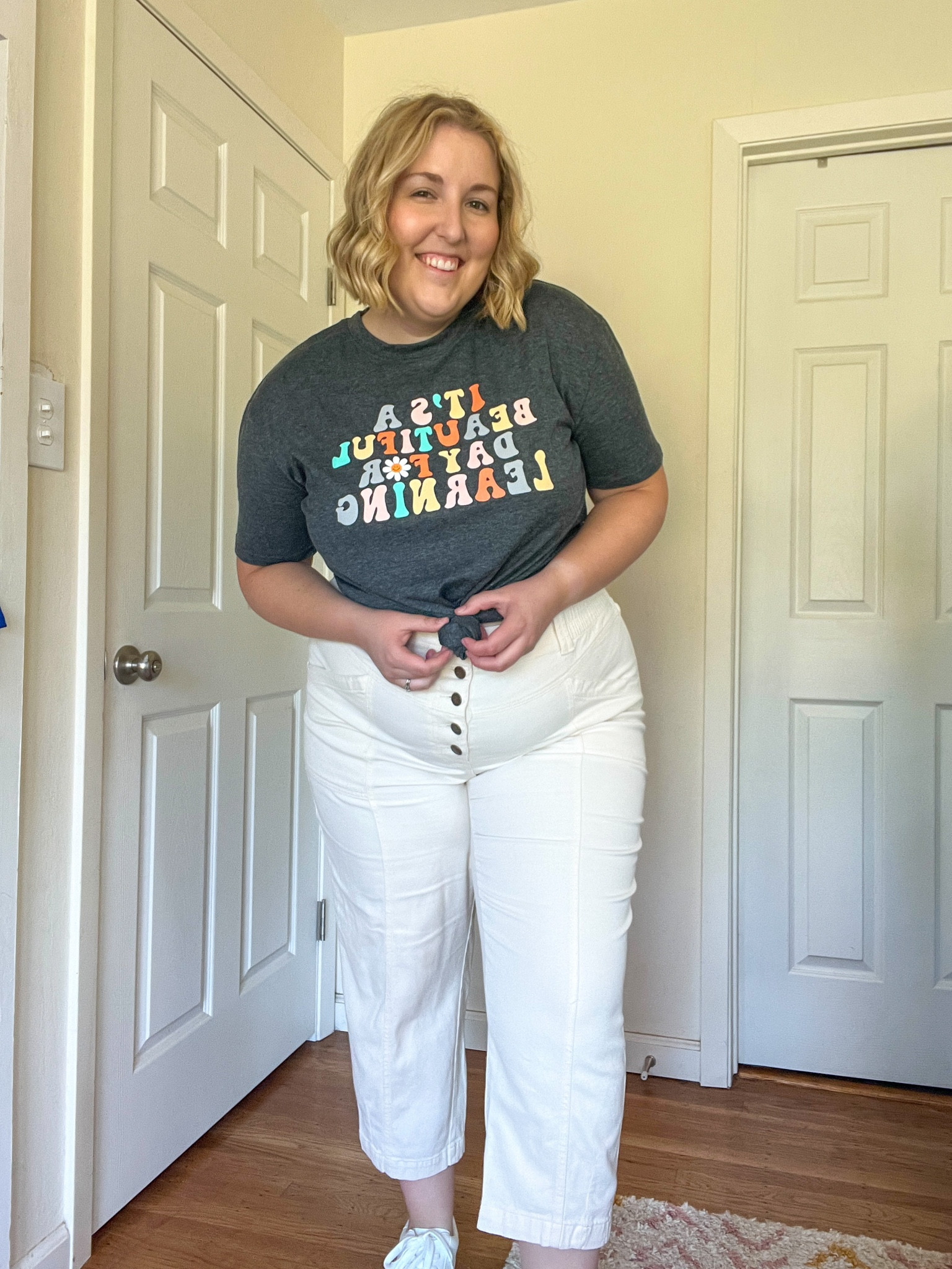 The cutest teacher outfit inspo! Tshirt is size XXL from Amazon, pants are also XXL from Target  

#LTKplussize #LTKworkwear #LTKmidsize