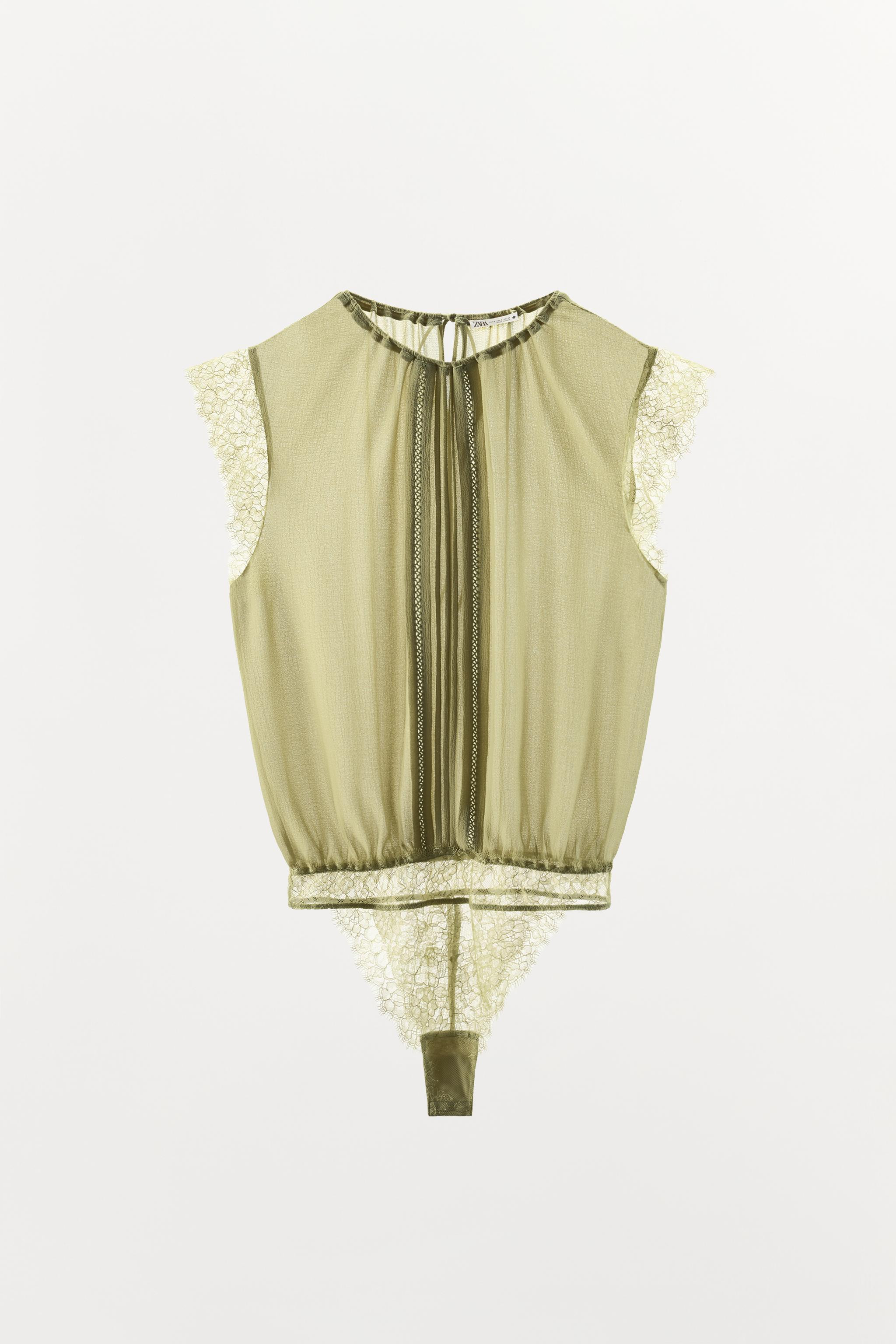 GEORGETTE LACE BLOUSE BODYSUIT | Zara US