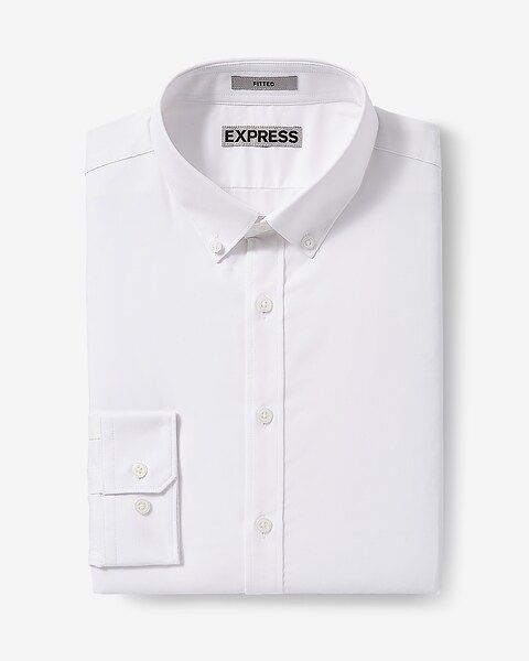 slim solid button-down wrinkle-resistant performance dress shirt | Express