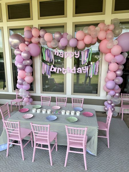 2nd girls birthday party decor. Pink and purple balloon arch and children’s foldable table and chairs. All from Amazon! 

#LTKFind #LTKbaby #LTKhome