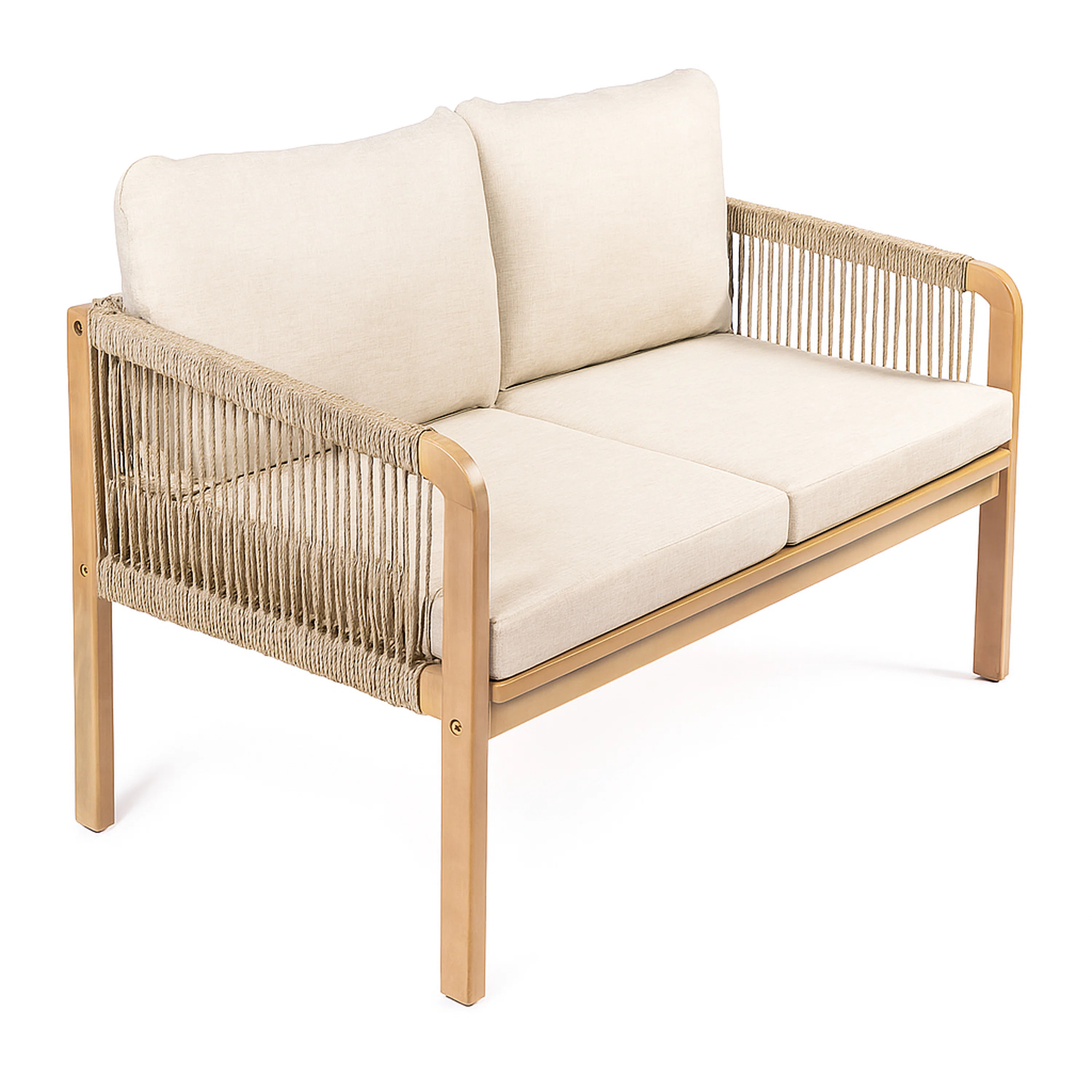 Oscar 54.33'' Wide Straight Acacia Loveseat with Cushions | Wayfair North America