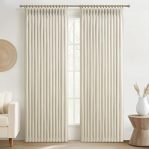 Light Beige Natural Linen Blackout Curtains 90 Inches Long 2 Panels Set for Patio Sliding Door, M... | Amazon (US)