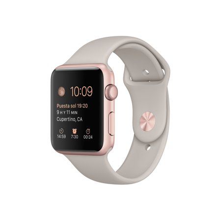 Apple Watch Sport - 42 mm - rose gold aluminum - smart watch with sport band - stone - band size: S/ | Walmart (US)