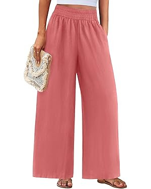 PRETTYGARDEN Womens Wide Leg Pants Casual 2025 Elastic Waist Loose Flowy Palazzo Pants Trousers w... | Amazon (US)