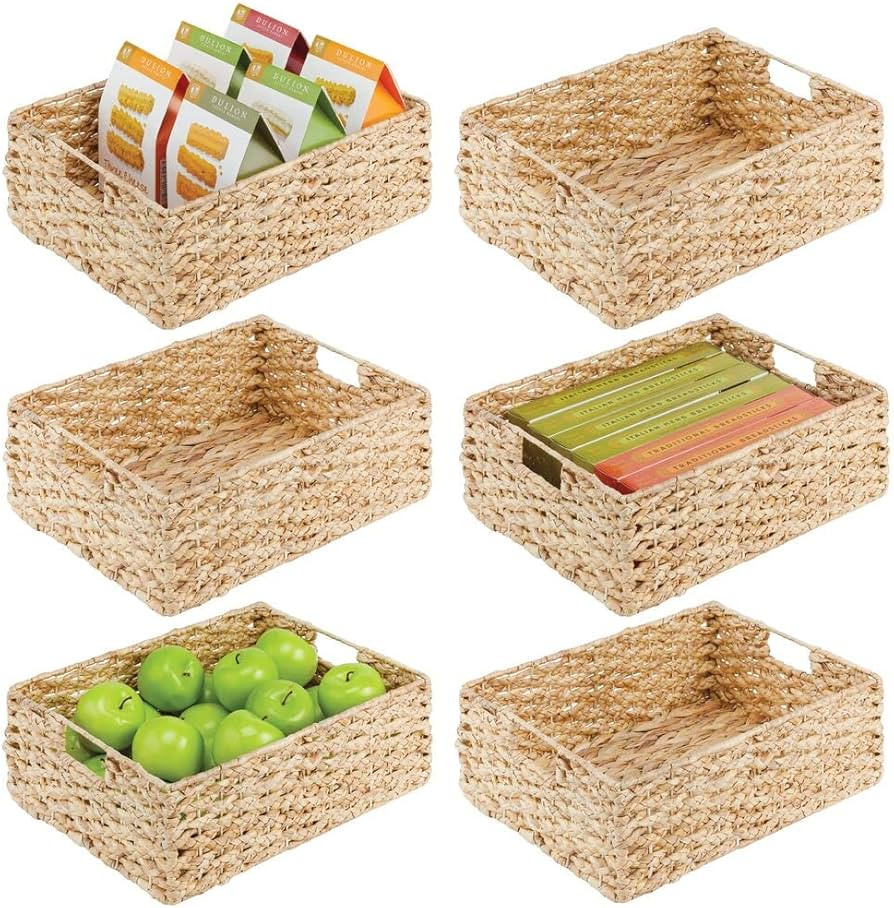 mDesign Hyacinth Braided Woven Kitchen Basket Bin with Built-in Handles for Organizing Kitchen Pa... | Amazon (US)
