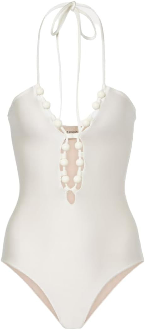 Amazon.com: Adriana Degreas, Golden Age Solid Halterneck Swimsuit, S, Off White : Clothing, Shoes... | Amazon (US)