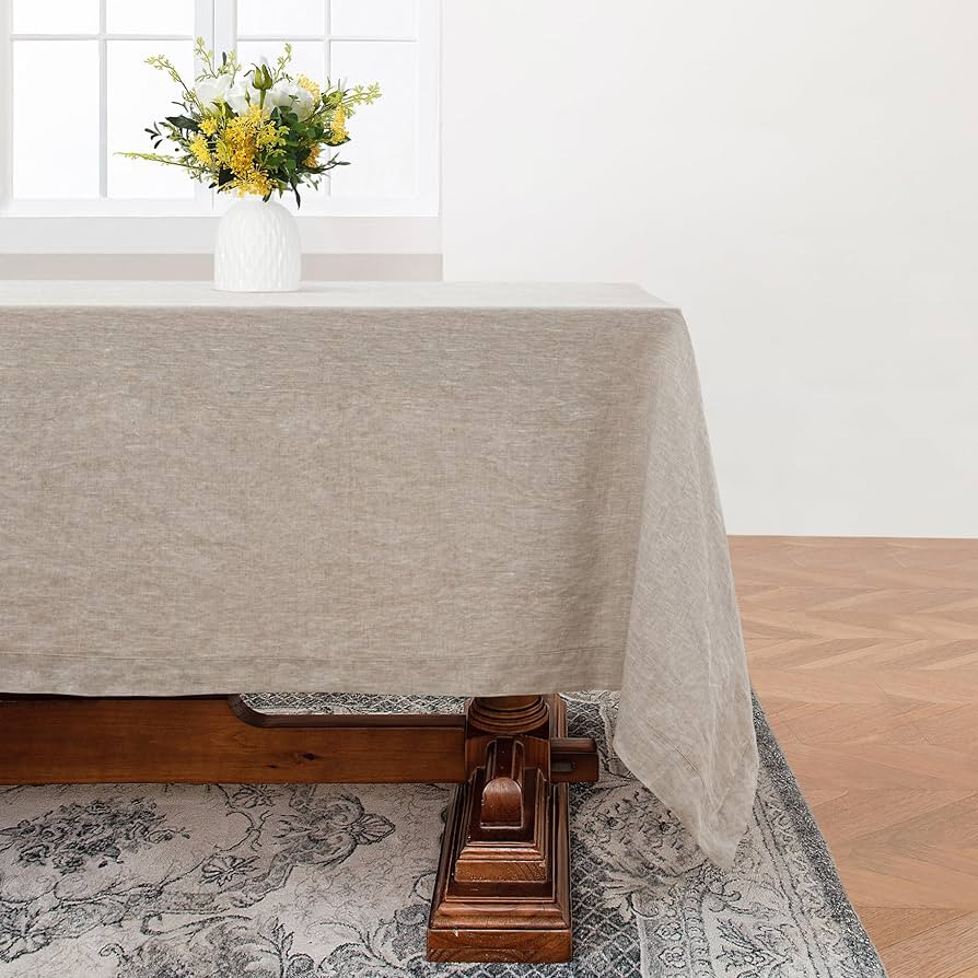Linen World Linen Tablecloth,100% French Linen Natural Tablecloth 90" x 60" Inch,Washable Rectang... | Amazon (US)