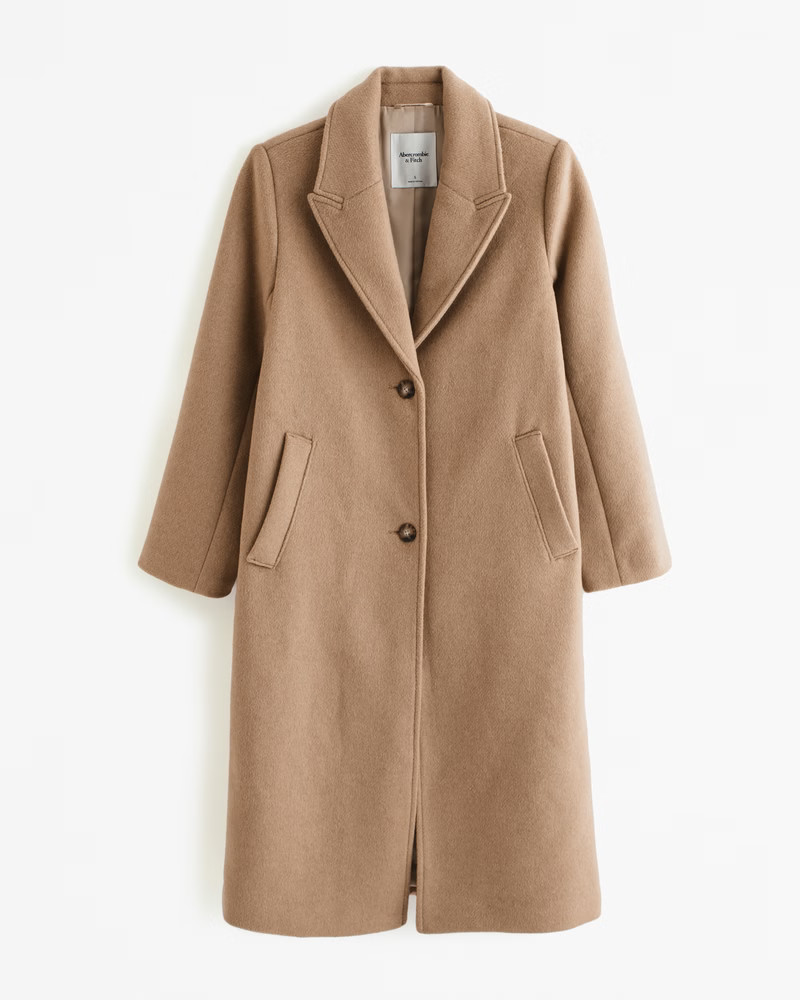 Wool-Blend Tailored Topcoat | Abercrombie & Fitch (US)