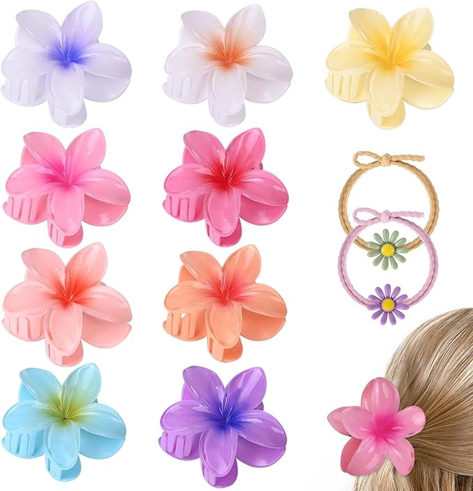 9PCS Hawaiian Hair Clips for Women - Flower Claw Clips for Thick Hair Accessories with 2PCS Stron... | Amazon (CA)