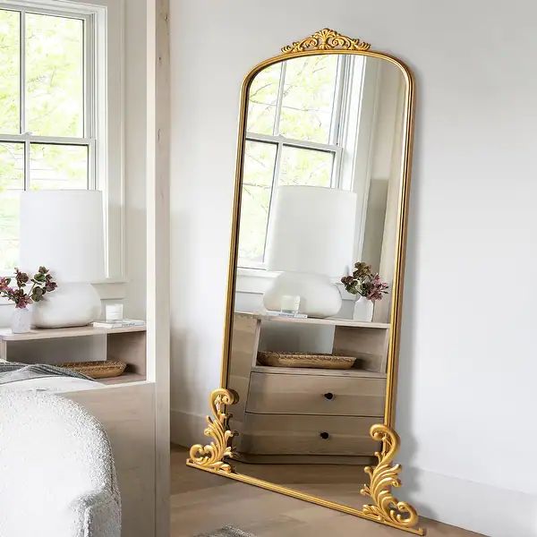 Modern Arched Full-Length Solid Iron Carving Floor Mirror - - 36629270 | Bed Bath & Beyond