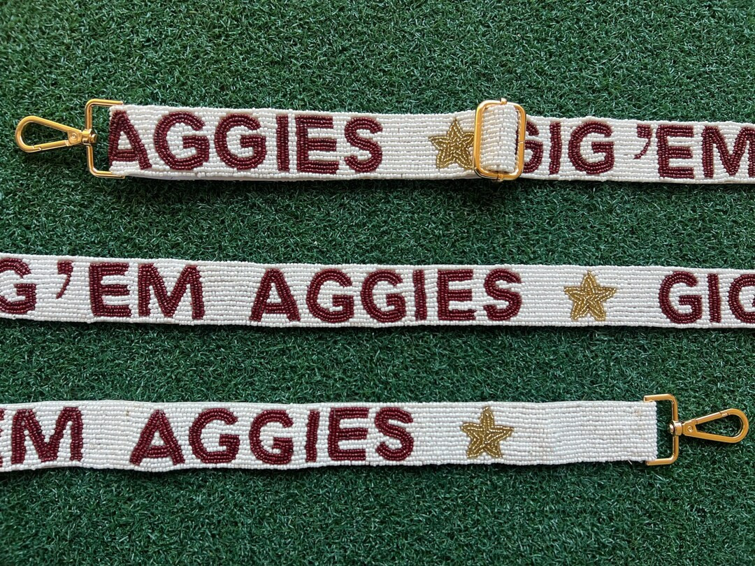 Gig 'em Adjustable Beaded Bag Strap, Texas A&M Beaded Bag Strap, Aggies Game Day Accessories, Gig... | Etsy (US)