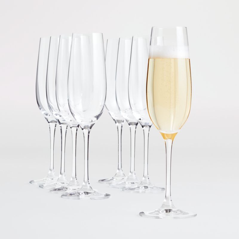 Aspen Champagne Glass Flutes, Set of 8 + Reviews | Crate & Barrel | Crate & Barrel