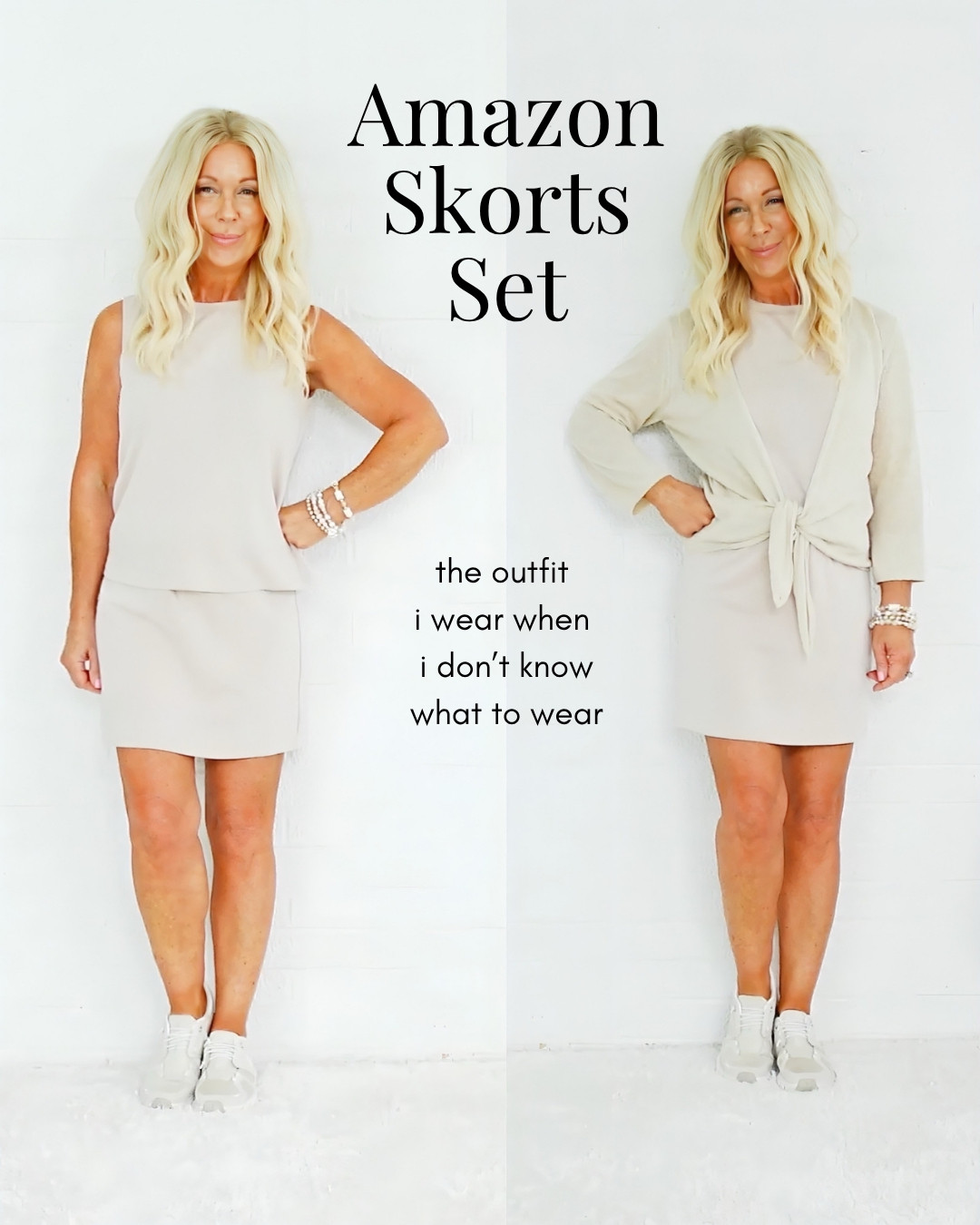 I’m 52:  These Are My AUGUST OBSESSIONS: Amazon Skort Set. As the weather cools, I will layer it with this wrap cardigan. 

 #LTKSeasonal #LTKOver40 #LTKPetite