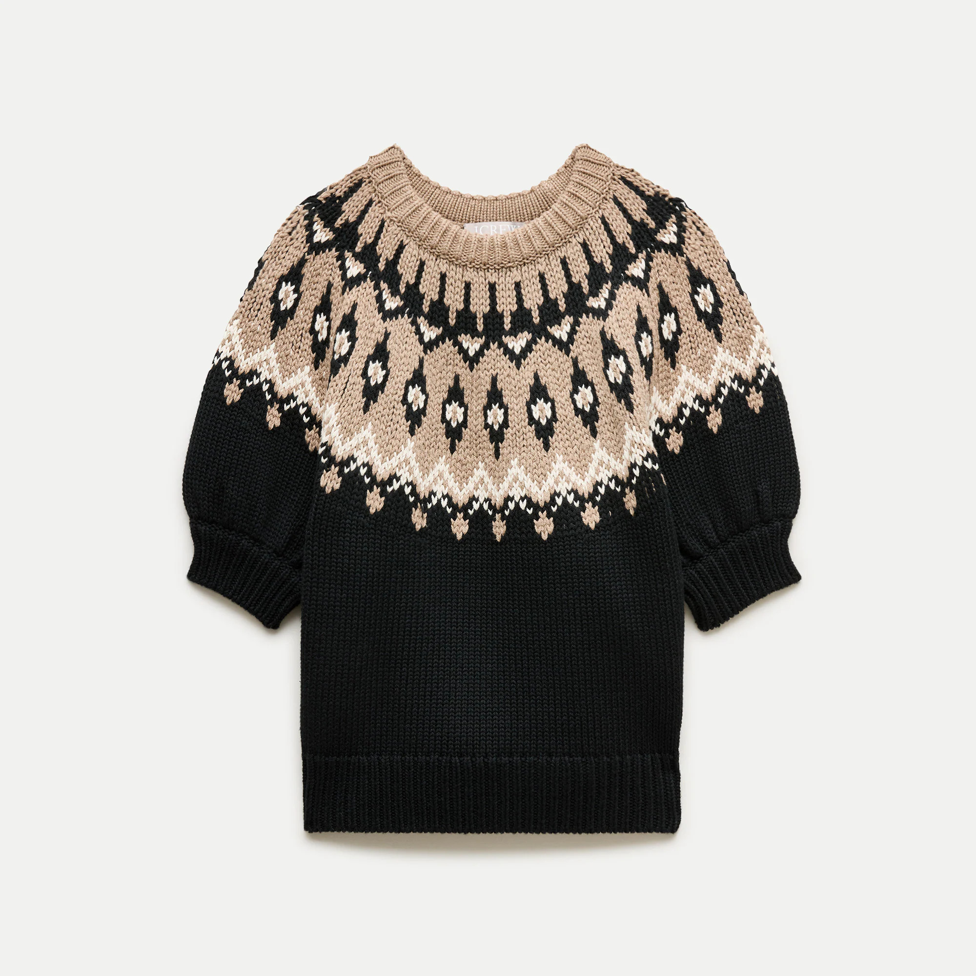 Short-sleeve Fair Isle sweater in cotton | J. Crew US