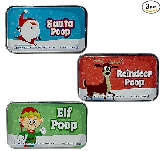 Christmas Poop Mints - Christmas Novelty Candy Mint Tins Gag Gifts (Set Of 3) Funny Christmas Sto... | Amazon (US)