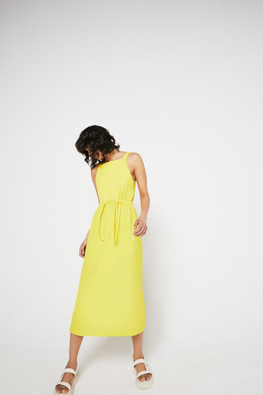 Pique Square Neck Midi Dress | Warehouse UK & IE