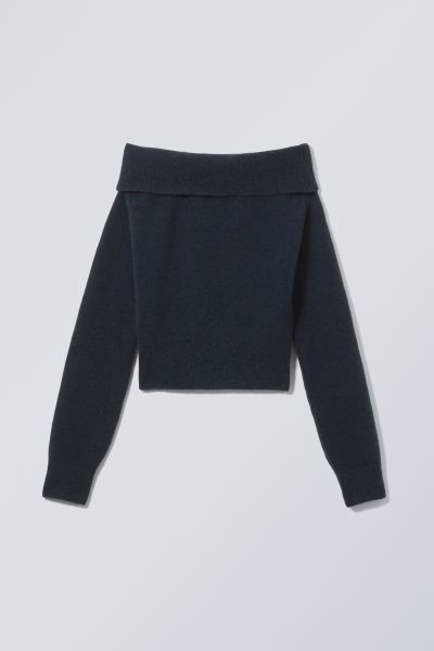 Lolo Off Shoulder Sweater - Navy - Ladies | H&M GB | H&M (UK, MY, IN, SG, PH, TW, HK)