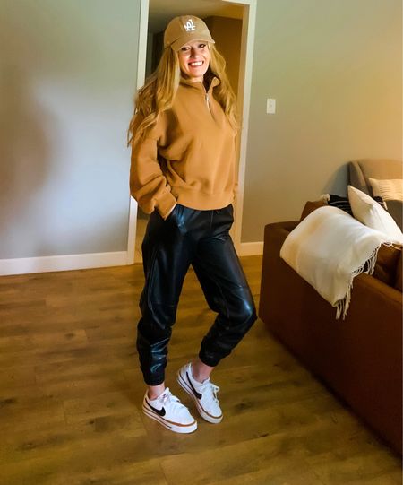 The #LTKSALE is live ya’ll!
I’m obsessing over this whole #ootd
Pullover (I sized up to a Medium, but could have gone with my normal size small as well) & faux leather joggers(I’m wearing the XS they are high waisted and run a little big in my opinion so I sized one size down & the fit is perfect ) both from Abercrombie + hat from Urban Outfitters && BOTH will be part of the #ltksale starting today! Tons of exclusive discount codes just for our ltk.it shoppers! 🥰 25% off site-wide at Abercrombie•’Just click “copy promo code” and paste at checkout to receive alllll of the special savings! 
😘😘😘
#ltkfallsale
 #fallfashion #mystyle #simplestyles #sales #dealfinder #sharingwithyou #limitedtimeonly #shoponline #athleisure #fit #momminallday #falloutfitideas #itsfallyall 

#LTKfit #LTKsalealert #LTKSale